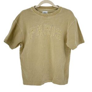 Zara "Paris" Yellow 100% Cotton T Shirt Size 11-12